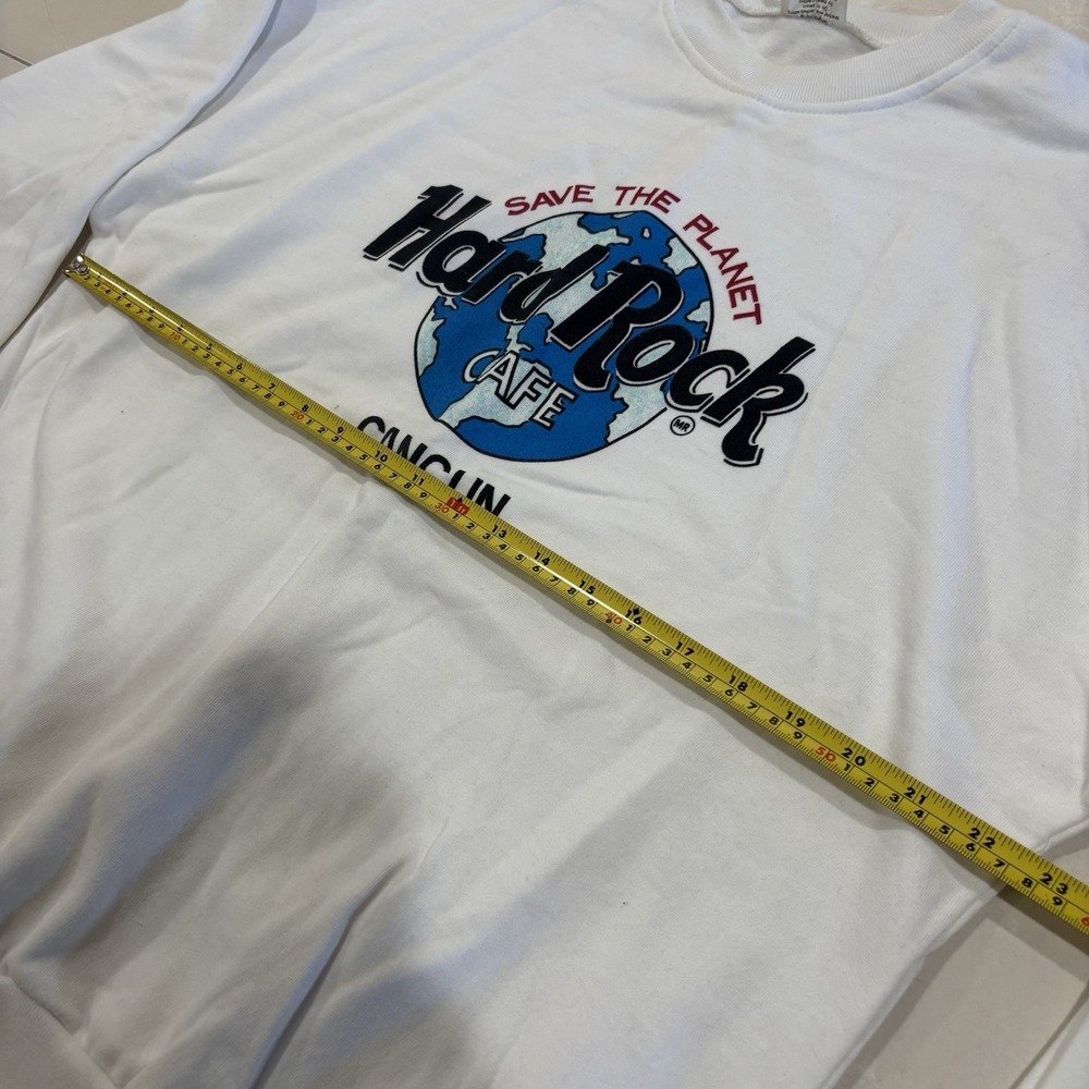 Vintage Hard Rock Cafe Sweater Cancun Mexico Crewneck White Men's L 90s Y2K - Picture 10 of 10